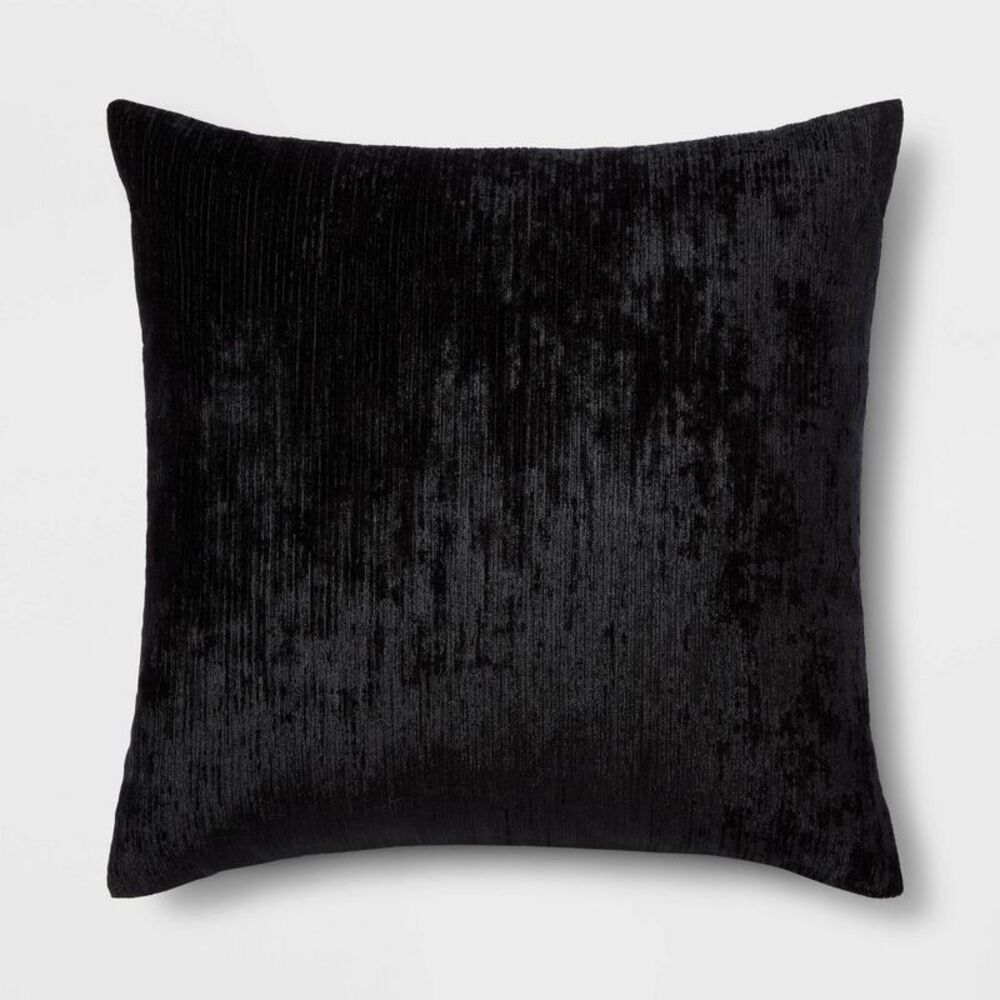 THRESHOLD Black Velvet Decorative Throw Pillow 24×24